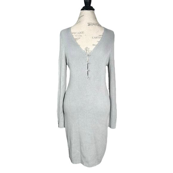 Abercrombie & Fitch | Women | Gray Ribbed Knit LS Bodycon Mini Dress | XL - Picture 2 of 10